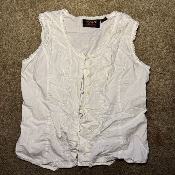 Size Medium Vintage Fairycore White Blouse FLAWED - Picture 4 of 8